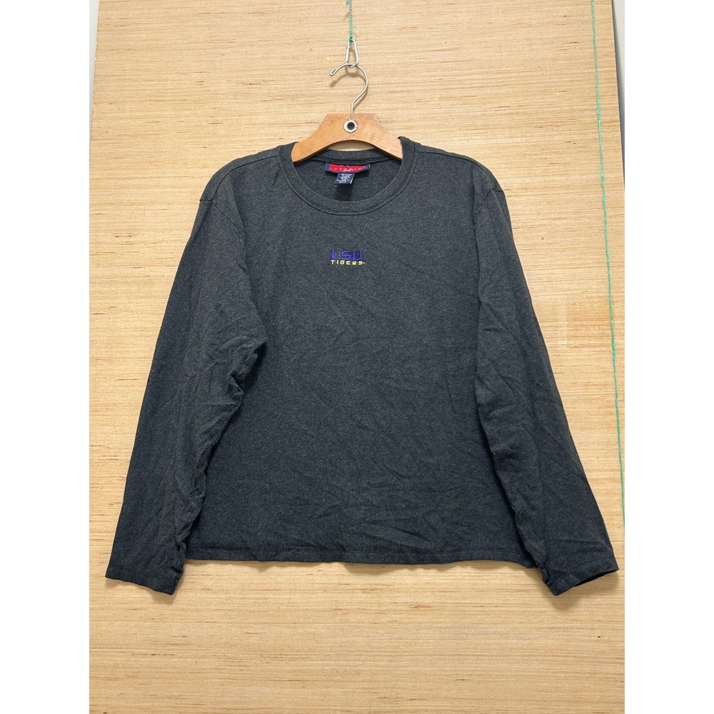 LSU Tigers‎ Long Sleeve T-Shirt Charcoal Grey Embroidered Womens L